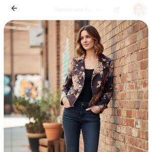 Chico's Black and Brown Floral Jacket